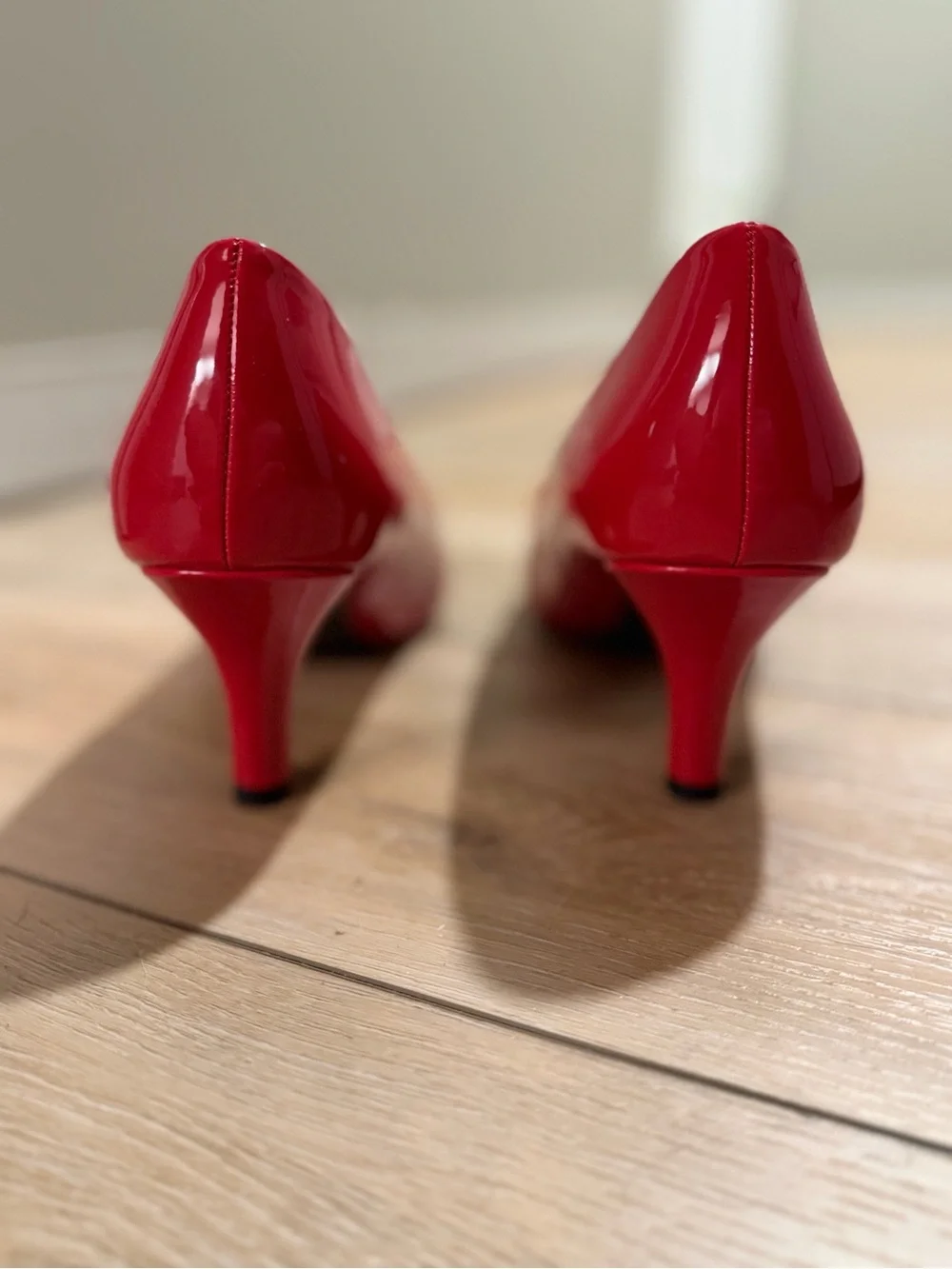 Life Stride Red Patent Round-Toe Pumps